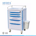 AG-MT006 Hospital ABS material nurse utility movable medicine trolley cart